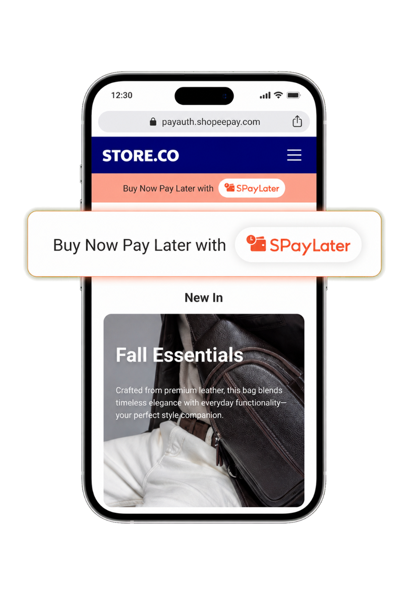 Mobile homepage — SPayLater promotional banner