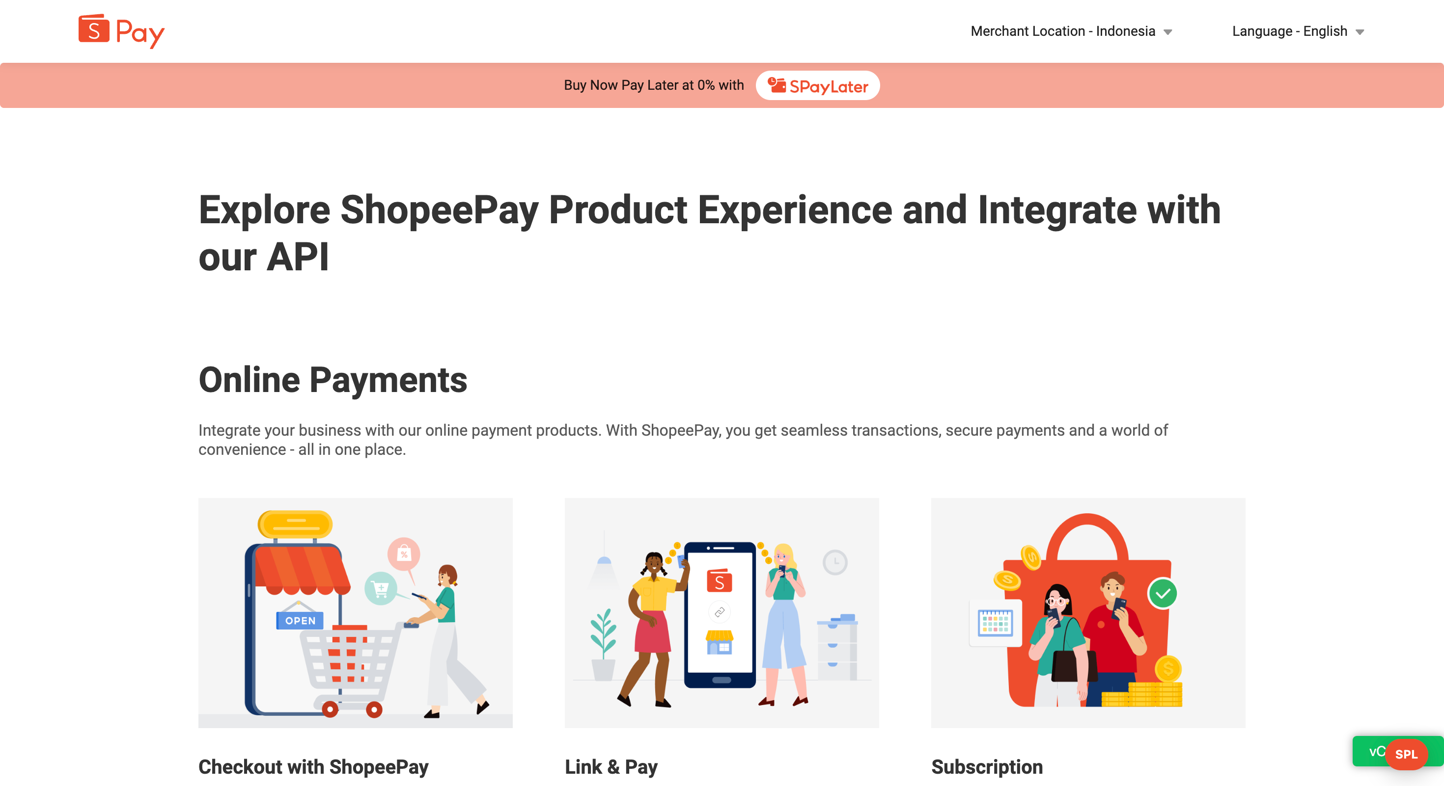 PC homepage — SPayLater promotional banner
