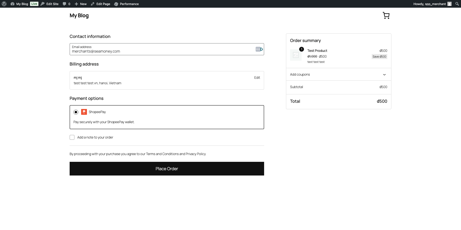 Verify checkout with ShopeePay